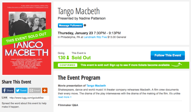 Sold Out! Please Follow on Tugg to see if more seats become available